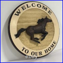 Big Sky Carvers Horse Sign WELCOME TO OUR HOME Hanging Decor 3D Signed Vintage
