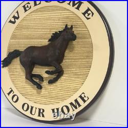 Big Sky Carvers Horse Sign WELCOME TO OUR HOME Hanging Decor 3D Signed Vintage