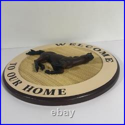 Big Sky Carvers Horse Sign WELCOME TO OUR HOME Hanging Decor 3D Signed Vintage