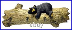 Big Sky Carvers JASPER bear Jeff Fleming Coat rack 4 hook Wall Hanger 27x11x5