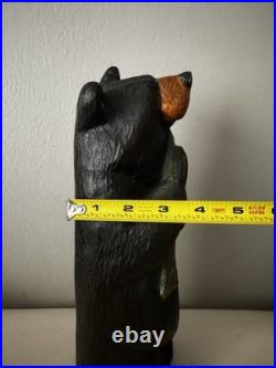 Big Sky Carvers Jeff Fleming 12 Wood Carved Black Bear with Fish Hand Painted