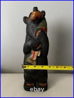 Big Sky Carvers Jeff Fleming 12 Wood Carved Black Bear with Fish Hand Painted