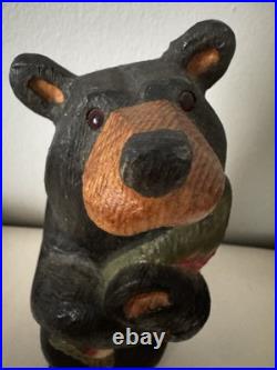Big Sky Carvers Jeff Fleming 12 Wood Carved Black Bear with Fish Hand Painted