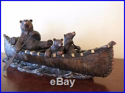 Big Sky Carvers Jeff Fleming Bear Canoe Trip Bear Sculpture Signed and Numbered