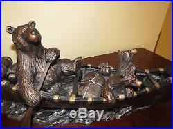 Big Sky Carvers Jeff Fleming Bear Canoe Trip Bear Sculpture Signed and Numbered