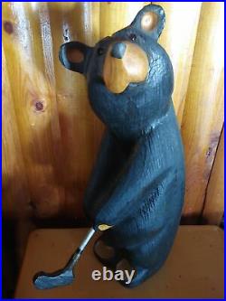 Big Sky Carvers Jeff Fleming Bearfoots Arnold Golfer Pine Wood Sculpture Bear
