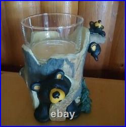 Big Sky Carvers Jeff Fleming Bearfoots Burnsy & Son Black Bear Candle Holder