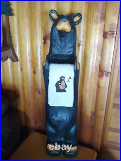 Big Sky Carvers Jeff Fleming Bearfoots Pine Wood Carved Bear Toilet Paper Holder