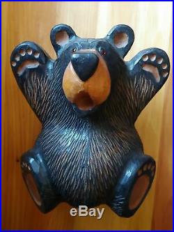 Big Sky Carvers Jeff Fleming Bearfoots Wood Carved Black Bear On Back Sculpture