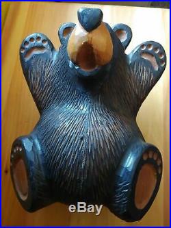 Big Sky Carvers Jeff Fleming Bearfoots Wood Carved Black Bear On Back Sculpture