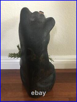 Big Sky Carvers Jeff Fleming Black Bear Wood Carving Sculpture Solid Pine