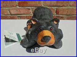 Big Sky Carvers Jeff Fleming Carved Wood Bailey Bear on Elbows Figure 13 w Tag