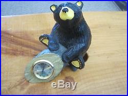 Big Sky Carvers Jeff Fleming Clock, Bear On A Log Figurine Bearfoots