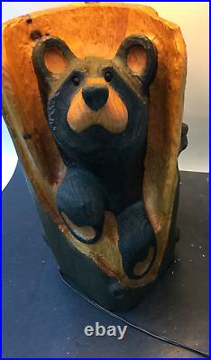 Big Sky Carvers Jeff Fleming Hand Carved Black Bear Sculpture Lamp 30 Tall