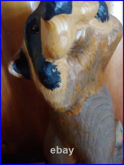 Big Sky Carvers Jeff Fleming Pine Wood Carved Raccoon & Fish Sculpture