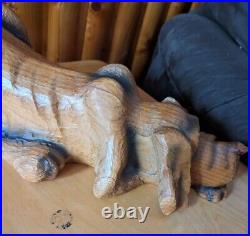 Big Sky Carvers Jeff Fleming Purdy Brown Dog Pine Wood Carved Sculpture
