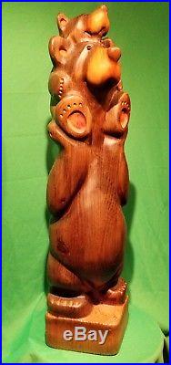 Big Sky Carvers/Jeff Fleming Solid Wood Bear with tags Piggyback