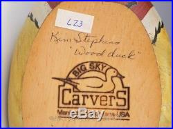 Big Sky Carvers LARGE HAND CARVED WOOD DUCK BIRD DECOY SIGNED KIM STEPHENS