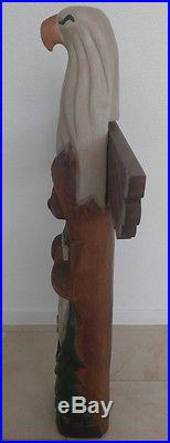 Big Sky Carvers LARGE Totem Statue Hand-Carved 37 TALL Eagle Bear Fish Trees