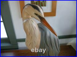 Big Sky Carvers Life Size Preening Blue Heron Carving