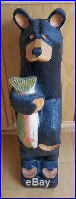 Big Sky Carvers Lou LARGE Hand Carved Bear Fish Trout Statue 33 TALL Solid