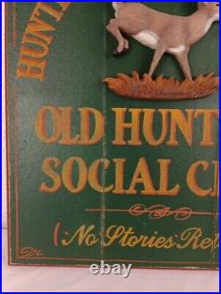 Big Sky Carvers Made In U. S. A 19x16, Old Hunters Club Hand Made Sign Wood Deer