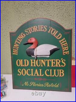 Big Sky Carvers Made In Usa 19×16 Old hunters social club. Hand Made Sign wood