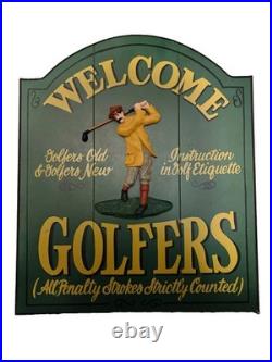 Big Sky Carvers Made In Usa 19x16 Welcome Golfers Hand Made Sign Wood
