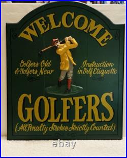 Big Sky Carvers Made In Usa 19x16 Welcome Golfers Hand Made Sign Wood