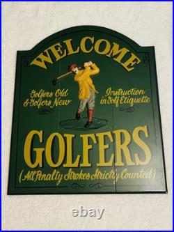 Big Sky Carvers Made In Usa 19x16 Welcome Golfers Hand Made Sign Wood