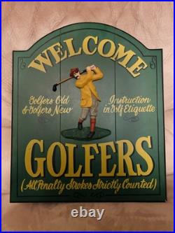 Big Sky Carvers Made In Usa 19x16 Welcome Golfers Hand Made Sign Wood