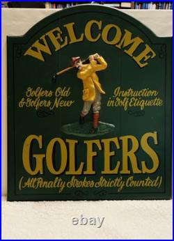 Big Sky Carvers Made In Usa 19x16 Welcome Golfers Hand Made Sign Wood