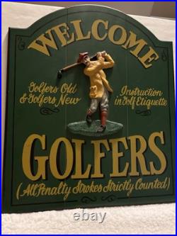 Big Sky Carvers Made In Usa 19x16 Welcome Golfers Hand Made Sign Wood