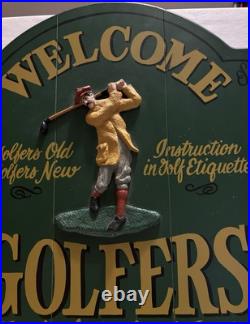 Big Sky Carvers Made In Usa 19x16 Welcome Golfers Hand Made Sign Wood
