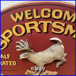 Big Sky Carvers Made In Usa 30x16Welcome Sportsmen, Hand Made Sign wood
