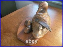 Big Sky Carvers Maine Mallard Hen with Chicks Wood Carving