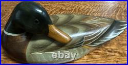 Big Sky Carvers Mallard Duck Decoy Wood Carving Bozeman Montana Signature Faded