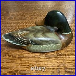 Big Sky Carvers Mallard Duck Decoy Wood Carving Bozeman Montana Signature Faded