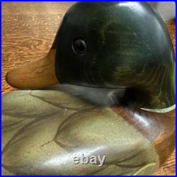 Big Sky Carvers Mallard Duck Decoy Wood Carving Bozeman Montana Signature Faded