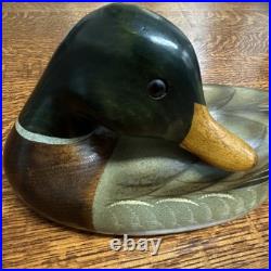 Big Sky Carvers Mallard Duck Decoy Wood Carving Bozeman Montana Signature Faded