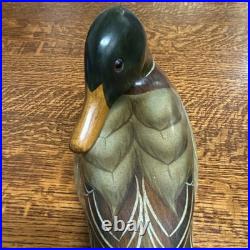 Big Sky Carvers Mallard Duck Decoy Wood Carving Bozeman Montana Signature Faded