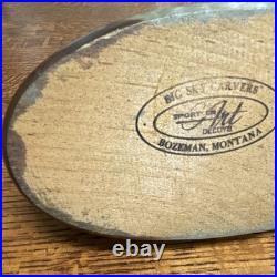 Big Sky Carvers Mallard Duck Decoy Wood Carving Bozeman Montana Signature Faded