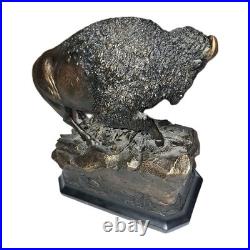Big Sky Carvers Marc Pierce CU Buffalo Bills Bison Horns Wildlife Prairie Statue