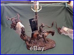Big Sky Carvers Marc Pierce Cowboy Elk Hunter Sculptural Lamp
