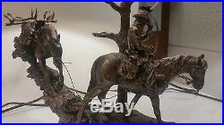 Big Sky Carvers Marc Pierce Cowboy Elk Hunter Sculptural Lamps (Pair)