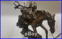 Big Sky Carvers Marc Pierce Cowboy Elk Hunter Sculptural Lamps (Pair)