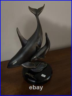 Big Sky Carvers Marc Pierce Signed Orca Sculpture Resin Patina Finish Boxed