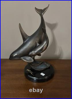 Big Sky Carvers Marc Pierce Signed Orca Sculpture Resin Patina Finish Boxed