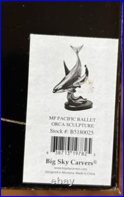 Big Sky Carvers Marc Pierce Signed Orca Sculpture Resin Patina Finish Boxed