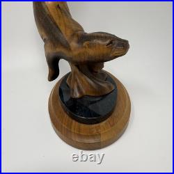Big Sky Carvers Master's Edition Wooden Diving Otter By BJ Williams (Broken Paw)